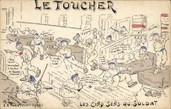 VINTAGE POSTCARD Militaria touch five directions of the soldier