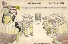 VINTAGE POSTCARD Militaria the call of the evening