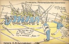 CPA Militaria En escadre Maniement d'armes mouvemente Marins