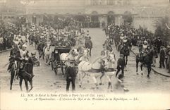 VINTAGE POSTCARD MM the King of Italy and the queen has Paris 1903 has Rambouillet the arrival of the king and the President of the Republic