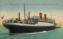 VINTAGE POSTCARD Saint-Nazaire Boat Cuba of the Transatlantic General Co