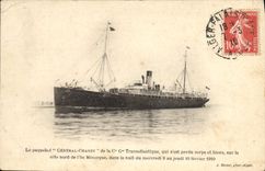 VINTAGE POSTCARD General Boat Chanzy of the Transatlantic Co Gle