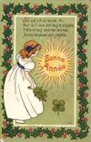 VINTAGE POSTCARD Fantasy Illustrator Child Happy New Year Clover