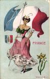 CPA Fantaisie Illustrateur Femme France Drapeau