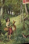 VINTAGE POSTCARD Fantasy Illustrator Child Bich Herrfarth Squirrel
