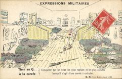 CPA Militaria Tirer au Q a al corvee