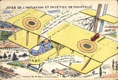 CPA Militaria Joies de l'initiation et faceties de moniteur Avion Aviation