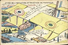 CPA Militaria Joies de l'initiation et faceties de moniteur Avion Aviation