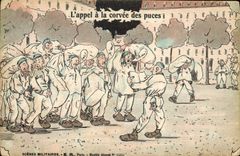 CPA Militaria L'appel a la corvee de puces