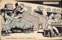 CPA Militaria un reve mouille
