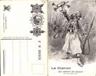 VINTAGE POSTCARD Militaria the bugle songs of the soldier Paul Deroulede (extendible chart)
