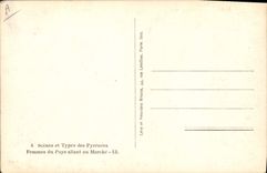 Folklore de la POSTAL de la VENDIMIA las mujeres de Pyrenees del país que va a la mula del asno del mercado