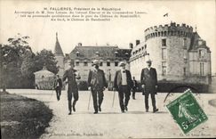 VINTAGE POSTCARD Mr. Fallieres President of the Republic Jean Lanne Colonel Ebener commander Lasson Rambouillet