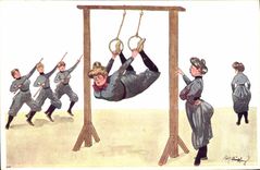 VINTAGE POSTCARD Gymnastic Rings Illustrator