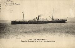 VINTAGE POSTCARD Boat Duke of Bragance French Steamer of the Transatlantic Co Gle