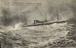 VINTAGE POSTCARD Boat MISTERS Caledonien Steamer in monsoon