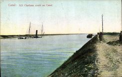 CPA Bateau Canal SS Chatham coule au canal Egypte Egypt