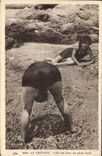 VINTAGE POSTCARD Fantasy Bathing suit Woman Treport Effect of the moon in full midday