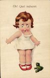 CPA Enfant Grenouille Crapaud