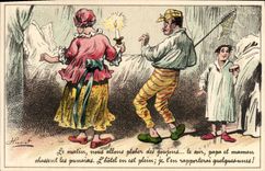 CPA Fantaisie Illustrateur Pecher les goujons Peche 