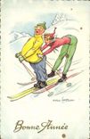 CPA Fantaisie Illustrateur Ski 