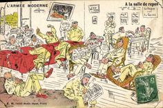 VINTAGE POSTCARD Militaria Fantasy In the room of rest