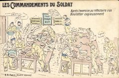 VINTAGE POSTCARD Militaria Fantasy commands of the soldier