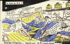CPA Fantaisie Militaria Le train de 10h3