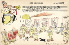 VINTAGE POSTCARD Militaria Fantasy Our ringings With soup Trumpet