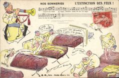 CPA Fantaisie Militaria L'extinction des feux 