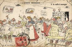 VINTAGE POSTCARD Militaria Fantasy With dining room