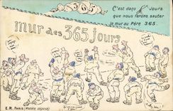 CPA Fantaisie Militaria Mur des 365 jours 