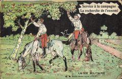 CPA Fantaisie Militaria Service a la campagne La recherche de l'ennemi Pommes 