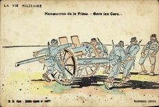 CPA Fantaisie Militaria Manoeuvres a la piece 