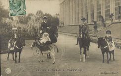CPA Famiglia Reale a Racconigi Poney Cheval