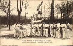 VINTAGE POSTCARD Teacher training school of gymnastics of Joinville Redoute of the Pheasantry Monitors to the fixed bar