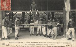 VINTAGE POSTCARD Joinville the military Bridge Teacher training school of Gymnastics and Gymnastique fencing of application Flies with the bars