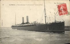 VINTAGE POSTCARD Boat Steamer Transatlantic Le Havre the outgoing Champagne of the port