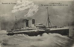 CPA Bateau Paquebot Carthage par grosse mer dans le golfe de lion
