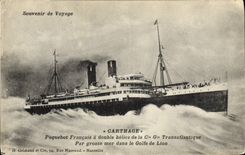 CPA Bateau Paquebot francais a double helice de la Cie Transatlantique Carthage 