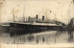 VINTAGE POSTCARD Bateau Transatlantic Steamer Saint Nazaire Cuba has quay