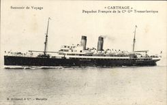 VINTAGE POSTCARD Boat French Steamer of the Co Transatlantic Gle Carthage