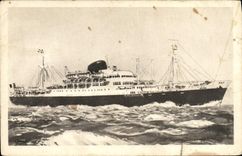 VINTAGE POSTCARD Boat Steamer Caledonien Tahitien of Ciompagnie of Maritime Mesasgeries