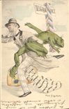 CPA Grenouille Crapaud Belgique France