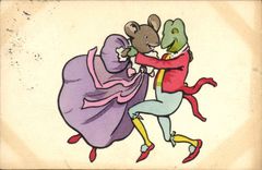 CPA Grenouille Crapaud Souris