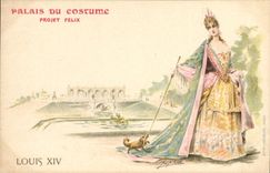 CPA Illustrateur Palais du Costume Projet Felix Louis XIV Chien