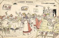 VINTAGE POSTCARD Militaria With dining room