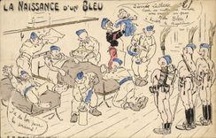 VINTAGE POSTCARD Militaria birth of a blue