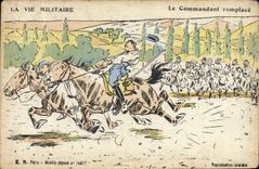VINTAGE POSTCARD Militaria the commander replaces Cheval