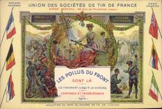 VINTAGE POSTCARD Militaria Union of the shooting clubs in France the hairy ones with the face